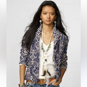 Women's Blue Patterned Sweater